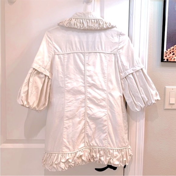 Ryu Anthropologie Ruffled Cream Fall Spring Jacket Size Medium NWT - Picture 2 of 11